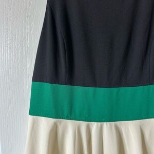 AKIRA Black, Green, and Cream Mini Dress